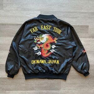 Vintage 80's Okinawa Japan "Far East Tour" Embroidered Silk Souvenir Jacket - L